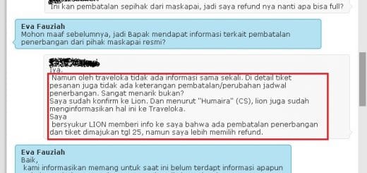 Tidak ada Pemberitahuan perubahan jadwal penerbangan traveloka