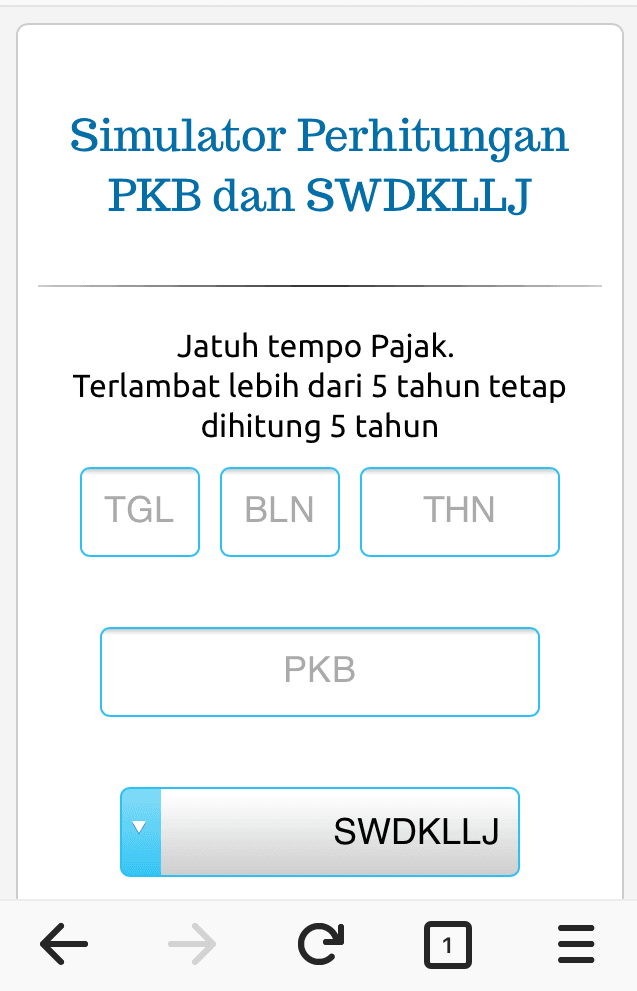 Simulasi Pajak Kendaraan Bermotor
